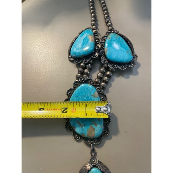 ONE OF THE MOST LUXURIOUS VINTAGE NATIVE AMERICAN NAVAJO TURQUOISE STERLING SILV - Picture 11 of 13